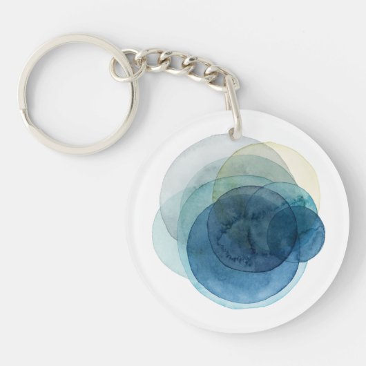 Porte-clés Planètes en évolution - Cercles d'aquarelle (Devant)