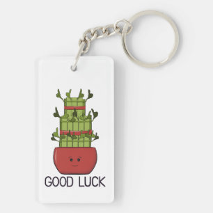 Porte-clés Plante de bambou chanceux avec salutation