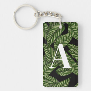 Porte-clés Plante de feuille tropicale moderne Imprimer Monog
