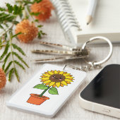 Porte-clés Plante de tournesol Kawaii dans un pot (Devant droit)