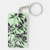 Porte-clés Plante en bambou noir et vert menthe (Dos)