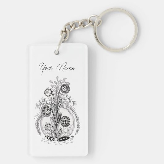 Porte-clés Plante florale au design Tangle - (Dos)