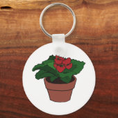 Porte-clés Plante Pot Fleurs Rouges (Recto)