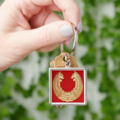 Porte-clés Plaque avec deux dragons et un masque de (main)