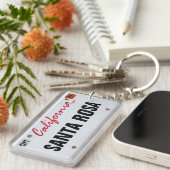 Porte-clés Plaque de licence Californie avec votre texte (Devant droit)