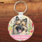 Porte-clés Plaque d'identification pour chien Keeshond – Info (Verso)