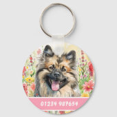 Porte-clés Plaque d'identification pour chien Keeshond – Info (Verso)