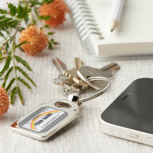 Porte-clés Plaque minéralogique d'Hawaï (personnalisable) (Côté )