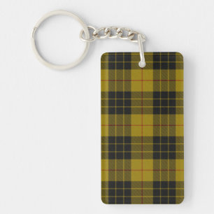 Porte-clés Plaque noire jaune tartan MacLeod