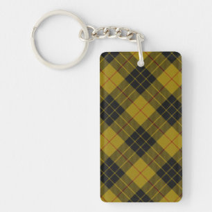 Porte-clés Plaque noire jaune tartan MacLeod