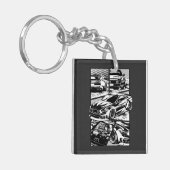 PORTE-CLÉS PLAT DE MUSCLE NOIR ET BLANC (Devant gauche)