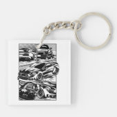 PORTE-CLÉS PLAT DE MUSCLE NOIR ET BLANC (Dos)