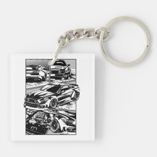 PORTE-CLÉS PLAT DE MUSCLE NOIR ET BLANC (Dos)