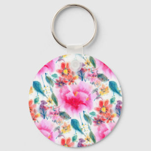 Porte-clés Plate d'immatriculation de fleurs d'aquarelle colo