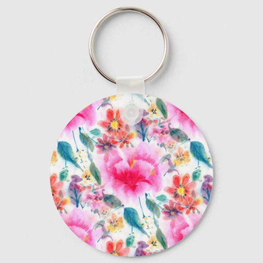 Porte-clés Plate d'immatriculation de fleurs d'aquarelle colo (Recto)