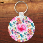 Porte-clés Plate d'immatriculation de fleurs d'aquarelle colo (Recto)