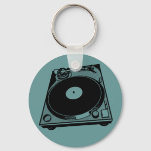 Porte-clés Platine Tourne-Disques Graphique en Noir