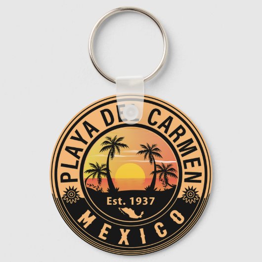 Porte-clés Playa del Carmen Palm Tree Retro 80s Playa mexicai (Recto)