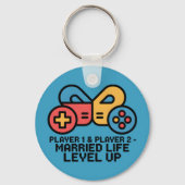 Porte-clés Player 1 & 2 Married Gamer Level Up Art (Verso)