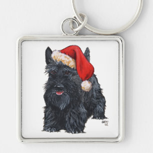 Porte-clés Playful Scottish Terrier Santa