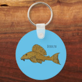 Porte-clés Pleco fish cartoon illustration (Recto)