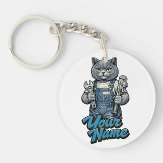 Porte-clés Plombier personnalisé avec un chat mignon Scottish
