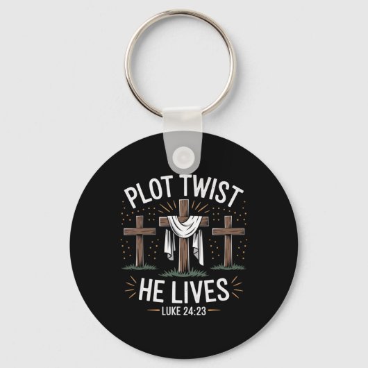 Porte-clés Plot Twist He Lives Cross Funny Christian Easter D (Recto)