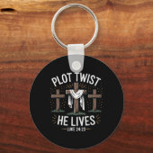 Porte-clés Plot Twist He Lives Cross Funny Christian Easter D (Recto)