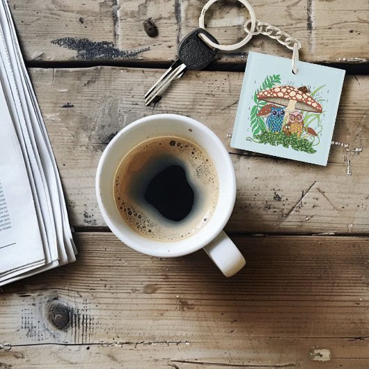 Porte-clés Pluie de champignons de la famille de la chouette