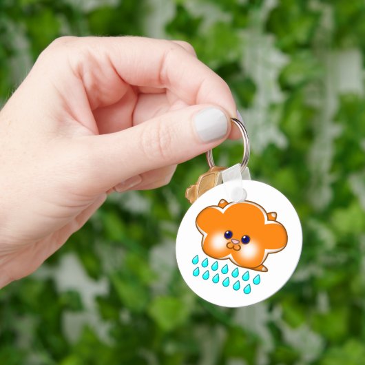 Porte-clés Pluie Orange Tabby Cat Cloud - (main)