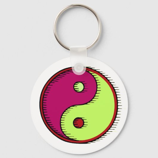 Porte-clés Plum vert soufflé Yin Yang (Recto)