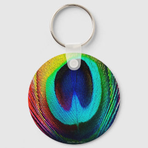 Porte-clés Plume de paon vibrant