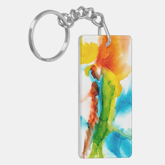 Porte-clés Plume primaire - aquarelles (Devant gauche)