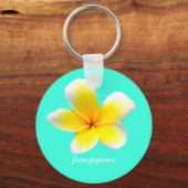 Porte-clés Plumeria blanche hawaïenne fleur frangipani (Recto)
