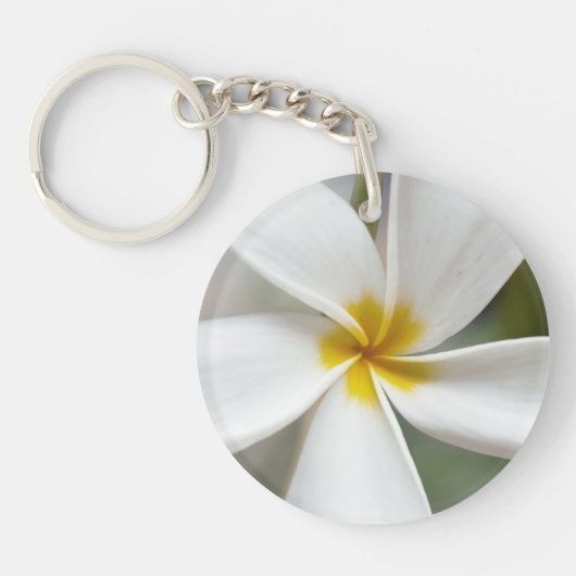 Porte-clés Plumeria blanche - Portrait macro (Devant)