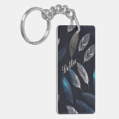 Porte-clés plumes bleues et blanches (Devant gauche)