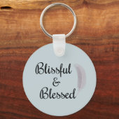 Porte-clés Plumes d'ange Bénie bienheureux Zen Dusty bleu (Recto)