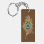 Porte-clés Plumes de paon beige au chocolat Brown (Devant gauche)