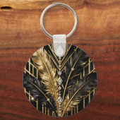 Porte-clés Plumes d'or noir Art Déco (Verso)