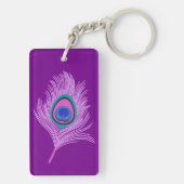 Porte-clés Plumes d'orchidée Peacock sur Amethyst violet (Dos)