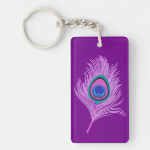 Porte-clés Plumes d'orchidée Peacock sur Amethyst violet