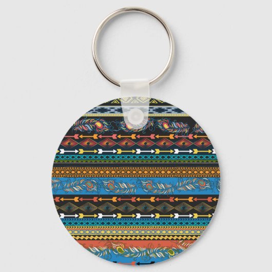 Porte-clés Plumes ethniques : Broderie Boho Chic (Recto)