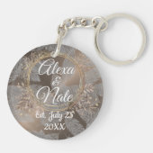 Porte-clés Plumes Rose Blush Floral Wreath Mariage (Dos)