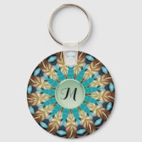 Plumes Turquoise, marron, bleu et vert Mandala