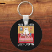 Porte-clés Plus Spaghetti Moins Upsetti Funny Chat Mat Dit (Recto)
