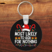 Porte-clés Plus susceptible de demander rien pour Noël (Recto)