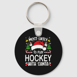 Porte-clés Plus Susceptible De Jouer Au Hockey Avec Santa Fam