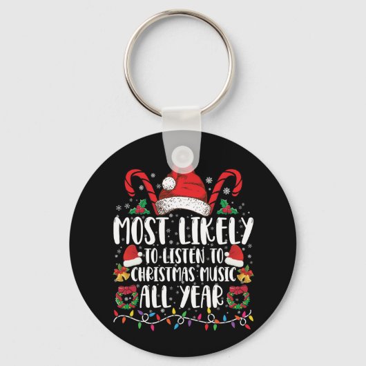 Porte-clés Plus susceptible d'écouter Noël toute l'année Xmas (Recto)