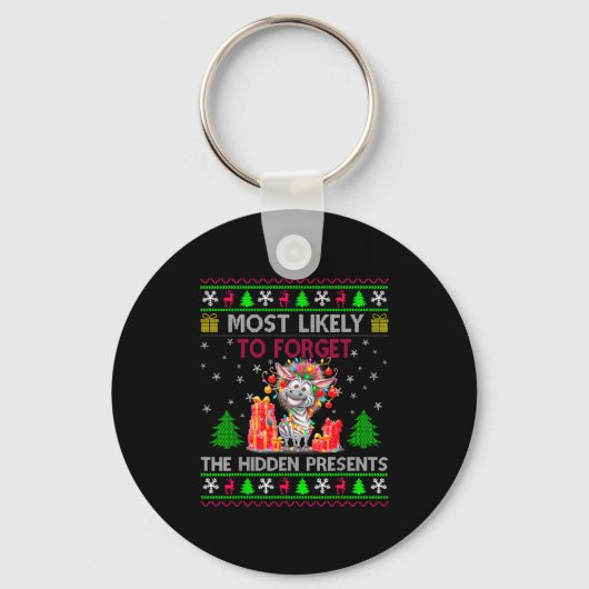 Porte-clés Plus susceptible d'oublier le Noël du zèbre caché  (Recto)