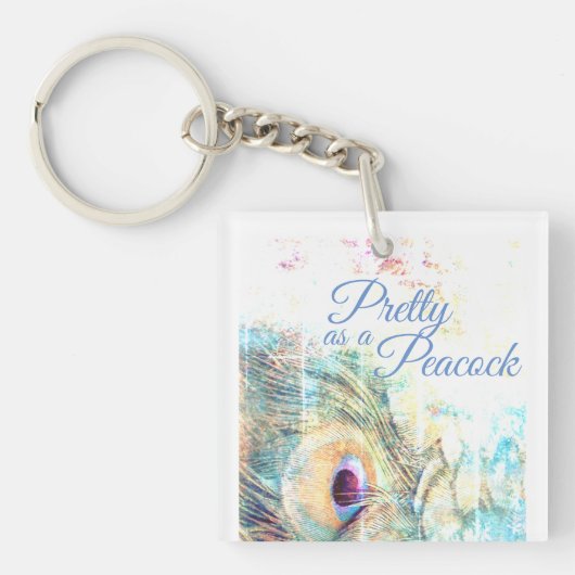 Porte-clés Plutôt comme un paon pastel plumes blanches (Devant)